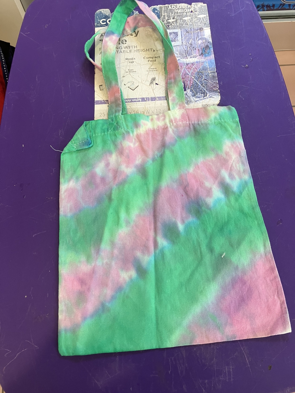 Tie-Dye Cotton Tote Bag — Pink & Green